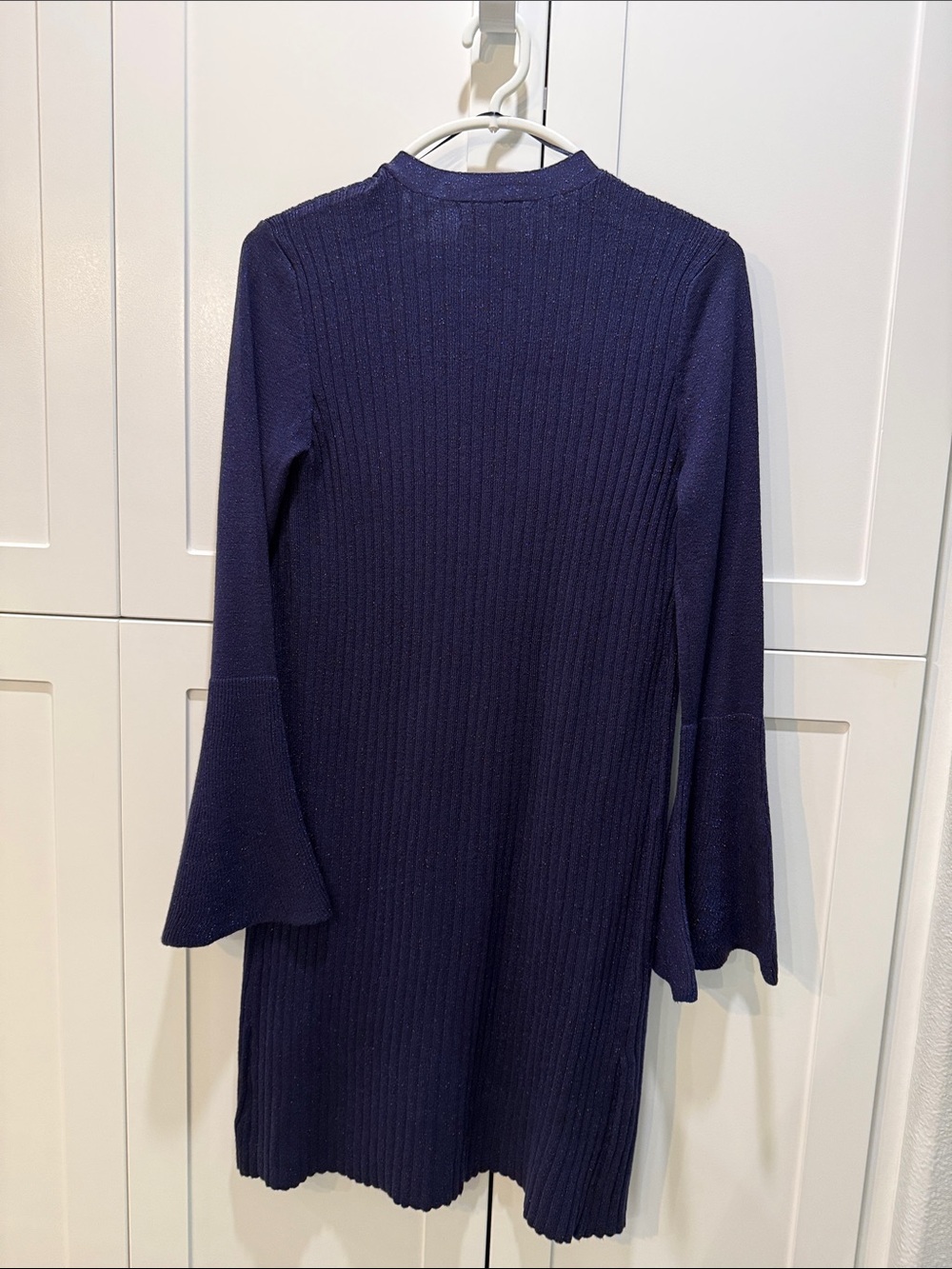 Marled Navy Ribbed Open-Front Cardigan - Picture 4 of 4